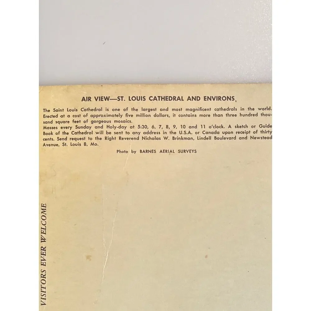 Vtg Rare Jumbo Postcard Co BW 9x7 Aerial St Louis Cathedral & Environs Ephemera